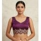 Generic Women's Silk Embroidered Sweetheart Neck Sleeveless Readymade Padded Blouse (Wine, Size 38)