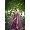Generic Women's Silk_Blend Butti Pattern Saree With Unstitched Blouse 5.5Mtr (Purple)