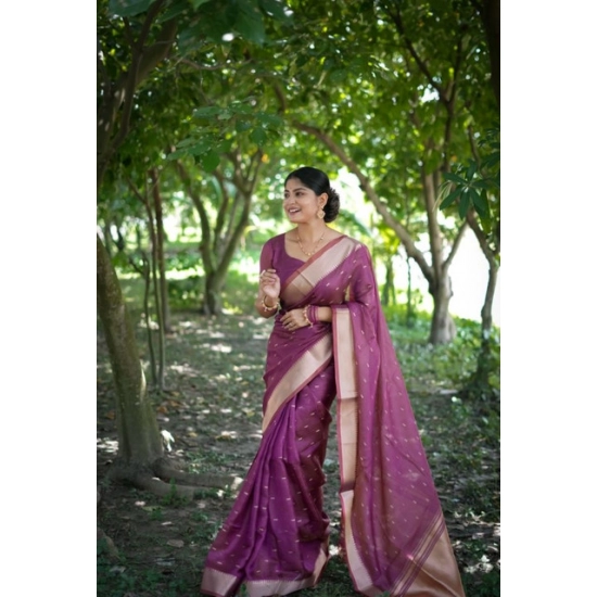 Generic Women's Silk_Blend Butti Pattern Saree With Unstitched Blouse 5.5Mtr (Purple) Generic Women's Silk_Blend Butti Pattern Saree With Unstitched Blouse 5.5Mtr (Purple)