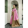 Generic Women's Silk Blend Booti Work Ready to wear Saree With Unstitched Blouse 5.5Mtr (LightPink)