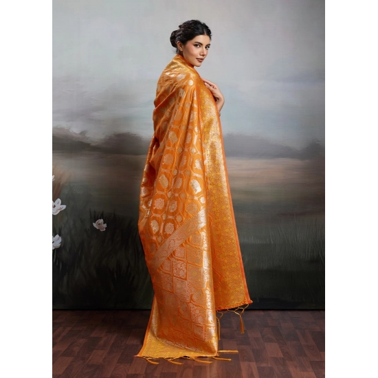 Generic Women's Silk Blend Printed Saree With Unstitched Blouse 5.5Mtr (Orange) Generic Women's Silk Blend Printed Saree With Unstitched Blouse 5.5Mtr (Orange)