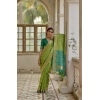 Generic Women's Silk_Blend Ethnic Ikat Pattern Saree With Unstitched Blouse 5.5Mtr (Light_Green)