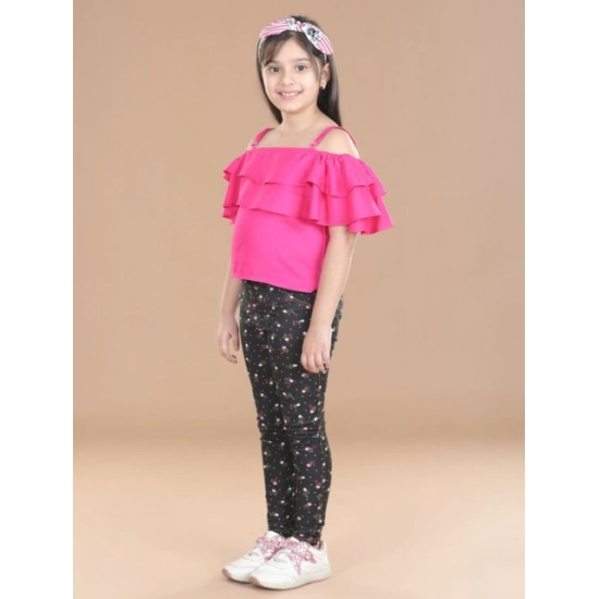 Generic Girl's Cotton Floral Elasticated Jegging and Top Set (Pink) Generic Girl's Cotton Floral Elasticated Jegging and Top Set (Pink)