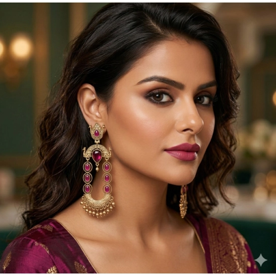 Generic Women's Zinc Alloy Gold Plated Chandbali Earrings (Multicolor) Generic Women's Zinc Alloy Gold Plated Chandbali Earrings (Multicolor)