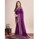 Generic Women's Vichitra Silk Embroidery Work Saree With Unstitched Blouse 5.5Mtr (Wine)