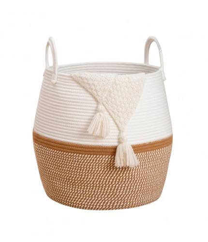 Generic Cotton Matka With Handle 14x12 Inch Storage Basket For Clothes With Out Lid (Beige-White) Generic Cotton Matka With Handle 14x12 Inch Storage Basket For Clothes With Out Lid (Beige-White)
