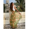 Generic Women's Linen Printed Saree With Unstitched Blouse 5.5Mtr (Mahendi)
