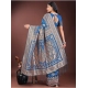 Generic Women's Silk Printed Saree With Unstitched Blouse 5.5Mtr (Sky Blue)
