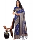 Generic Women's Silk Printed Saree With Unstitched Blouse 5.5Mtr (Navy Blue)