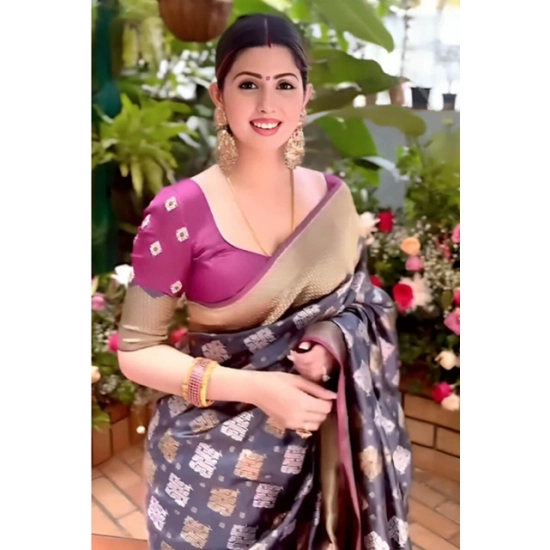 Generic Women's Soft Litchi Silk Jacquard Work Saree With Unstitched Blouse 5.5Mtr (Gray) Generic Women's Soft Litchi Silk Jacquard Work Saree With Unstitched Blouse 5.5Mtr (Gray)