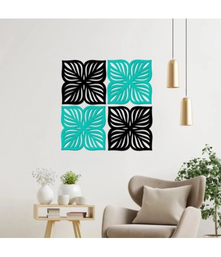 Generic Flowers Design Wooden Wall Decor – Set of 4 Pieces
