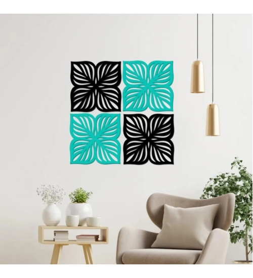 Generic Flowers Design Wooden Wall Decor – Set of 4 Pieces