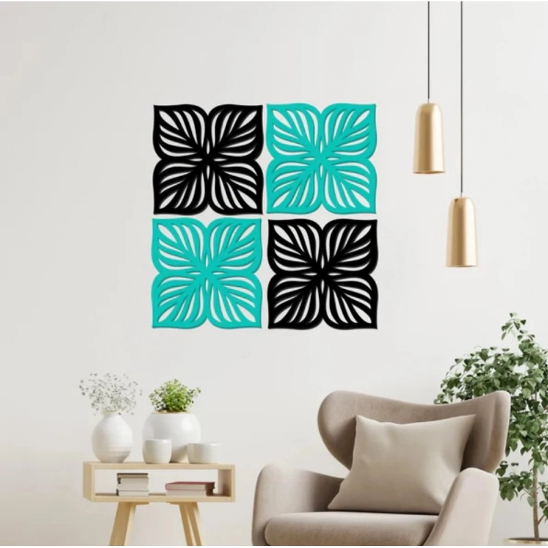 Generic Flowers Design Wooden Wall Decor – Set of 4 Pieces