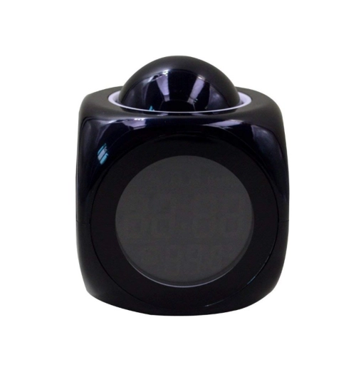 Generic Time Display with Voice Projection And Wake-Up Alarm Clock (Color: Black)