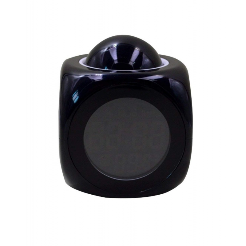 Generic Time Display with Voice Projection And Wake-Up Alarm Clock (Color: Black)