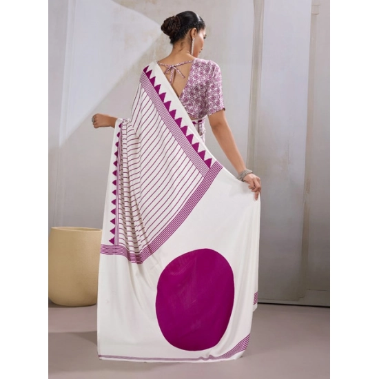 Generic Women's Satin Crepe Printed Saree With Unstitched Blouse 5.5Mtr (White) Generic Women's Satin Crepe Printed Saree With Unstitched Blouse 5.5Mtr (White)