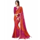 Generic Women's Georgette Bandhani Printed Saree With Unstitched Blouse 5.5Mtr (Orange-Magenta)