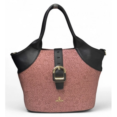 Generic Women's Polyurethane Textured Two-Tone Tote Handbag with Adjustable & Removable Strap (Pink) Generic Women's Polyurethane Textured Two-Tone Tote Handbag with Adjustable & Removable Strap (Pink)