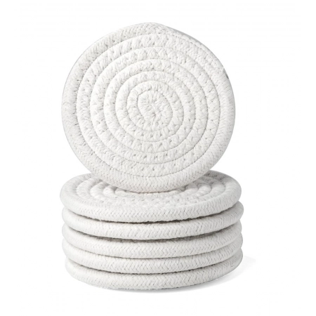 Generic Cotton Rope Drink Coasters 6 Pcs Set (White)
