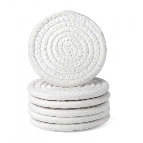 Generic Cotton Rope Drink Coasters 6 Pcs Set (White)