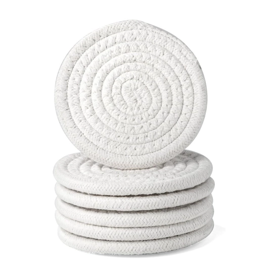 Generic Cotton Rope Drink Coasters 6 Pcs Set (White)