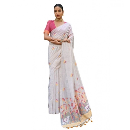 Generic Women's Blended_Cotton Floral Weaving Pattern Saree With Unstitched Blouse 5.5Mtr (Yellow) Generic Women's Blended_Cotton Floral Weaving Pattern Saree With Unstitched Blouse 5.5Mtr (Yellow)