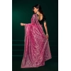 Generic Women's Net Sequence Saree With Unstitched Blouse 5.5Mtr (Light Pink)