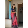 Generic Women's Soft Lichi Silk Printed Saree With Unstitched Blouse 5.5Mtr (Red)