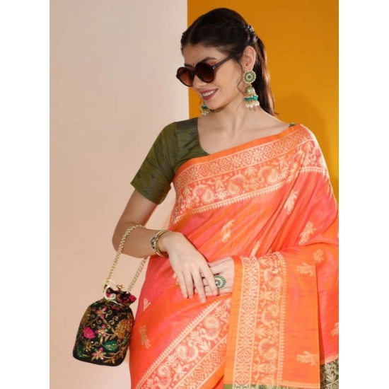 Generic Women's Raw_Silk Woven_Motif Saree With Unstitched Blouse 5.5Mtr (Orange) Generic Women's Raw_Silk Woven_Motif Saree With Unstitched Blouse 5.5Mtr (Orange)