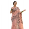 Generic Women's Linen Cotton Printed Saree With Unstitched Blouse 5.5Mtr (Orange)