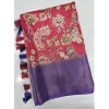 Generic Women's Cotton Silk Floral Printed Saree With Unstitched Blouse 5.5Mtr (Pink-Purple)