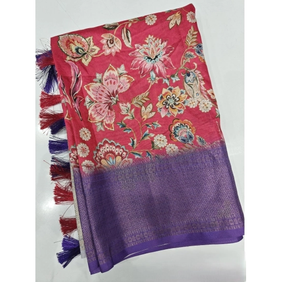 Generic Women's Cotton Silk Floral Printed Saree With Unstitched Blouse 5.5Mtr (Pink-Purple) Generic Women's Cotton Silk Floral Printed Saree With Unstitched Blouse 5.5Mtr (Pink-Purple)
