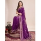 Generic Women's Vichitra Silk Embroidery Work Saree With Unstitched Blouse 5.5Mtr (Wine)