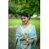 Generic Women's Faux_Banarasi Lining Pattern Saree With Unstitched Blouse 5.5Mtr (Light_Aqua_Blue)
