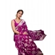 Generic Women's Soft Lichi Silk Printed Saree With Unstitched Blouse 5.5Mtr (Purple)