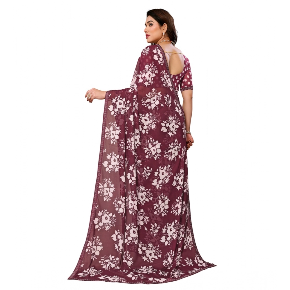 Generic Women's Georgette Printed Saree With Unstitched Blouse 5.5Mtr (Brown) Generic Women's Georgette Printed Saree With Unstitched Blouse 5.5Mtr (Brown)