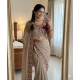 Generic Women's Star Georgette Embroidered Saree With Unstitched Blouse 5.5Mtr (Beige)