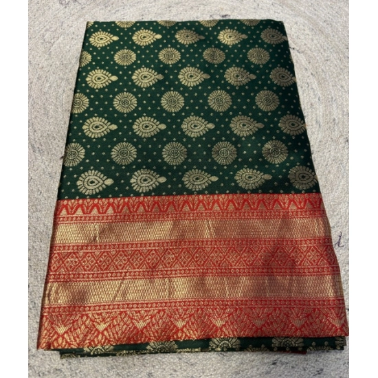 Generic Women's Jacquard Printed Saree With Unstitched Blouse 5.5Mtr (Bottle Green) Generic Women's Jacquard Printed Saree With Unstitched Blouse 5.5Mtr (Bottle Green)