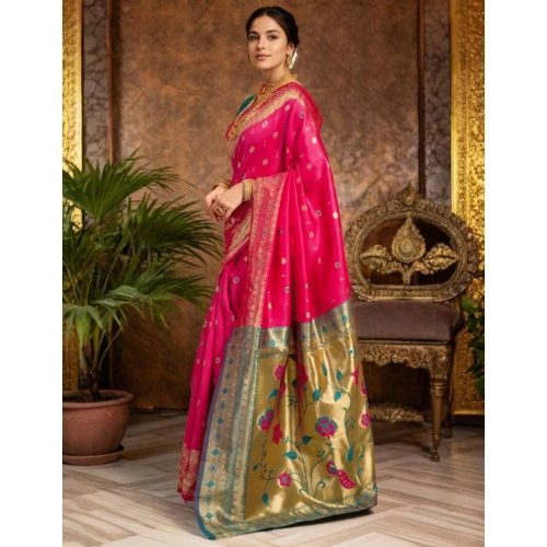 Women's Silk Blend Zari Weaving Saree With Unstitched Blouse 5.5Mtr (Pink) Women's Silk Blend Zari Weaving Saree With Unstitched Blouse 5.5Mtr (Pink)
