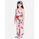 Generic Girl's Polyester Crepe Floral Shoulder Straps Jumpsuit (Peach-Red) Generic Girl's Polyester Crepe Floral Shoulder Straps Jumpsuit (Peach-Red)
