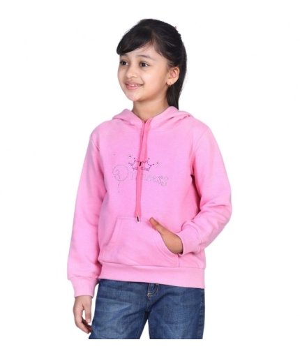 Generic Girl's Fleece Embellished Long Sleeves Sweatshirt (Light Pink)