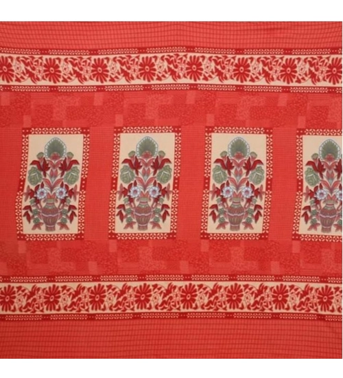 Generic Fleece Floral Printed Double Polar Warm Bedsheet with 2 Pillow Cover (Red)