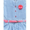 Generic Girl's Denim Embellished Sleeveless Dress with Belt (Light Blue)