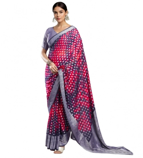 Generic Women's Georgette Weaving Saree With Unstitched Blouse 5.5Mtr (Pink)