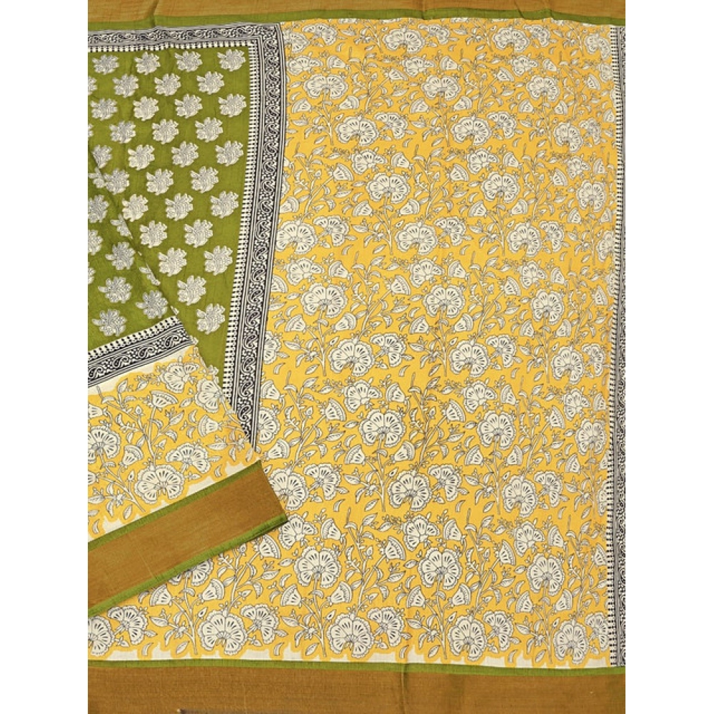 Generic Women's Cotton Blend Printed Saree With Unstitched Blouse 5.5Mtr (Mehandi) Generic Women's Cotton Blend Printed Saree With Unstitched Blouse 5.5Mtr (Mehandi)