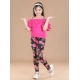 Generic Girl's Cotton Lycra Floral Elasticated Jeggings (Black-Pink)