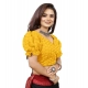 Generic Women's Cotton Embroidered V-Neck Non Padded Blouse (Mustard 36 Ready (Alterable up to 42)