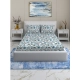 Generic Cotton Blend Floral Printed Double Bedsheet with 2 Pillow Covers (White)