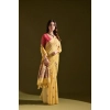 Generic Women's Blended_Cotton Floral Saree With Unstitched Blouse 5.5Mtr (Mustard)