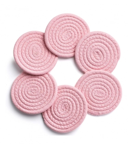 Generic Cotton Rope Drink Coasters 6 Pcs Set (Pink)